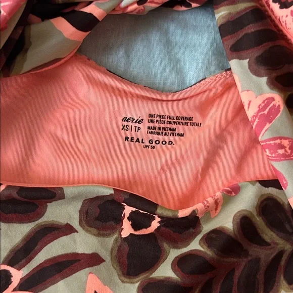 Aerie Brown and Orange Animal Print Swimsuit - Picture 4 of 6